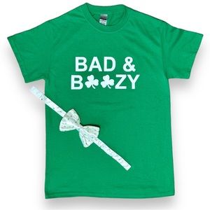 🍀 Bad & Boozy Tee and Clover Bow Tie! 🍀